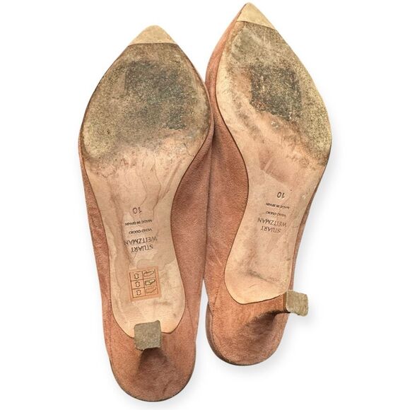 STUART WEITZMAN Women’s Terracotta Suede Lulah Mid-Heel Mules Size 10 - Picture 8 of 8